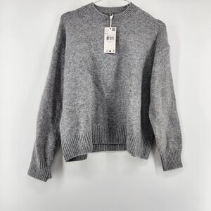 Mango Women's XXS Gray Round Neck Knitted Sweater NWT